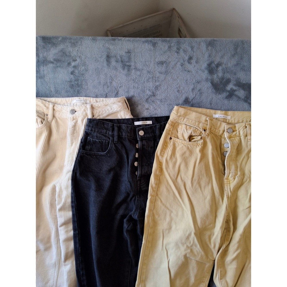 PacSun 90s Boyfriend Pants Bundle 27 Corduroy Black Yellow Denim 3 Pairs